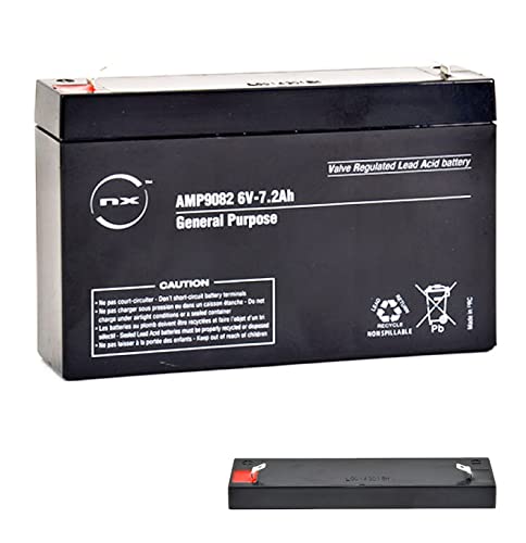 NX, 6V Battery, 6 Volt 7ah battery, 6V 7.2Ah Lead Acid Rechargeable Battery For General purpose, Quad Bikes, Childrens Kids Toy Electric Ride on Car Battery, Motorcyle ride on bike, (6V - 7Ah / 7.2Ah)