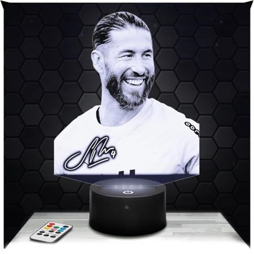Lampephoto.fr - Lampe 3D Sergio Ramos Joueur de Foot, Sport, Idée Cadeau Fan de Foot, Veilleuse Tactile Led Illusion, Effet Hologramme 3D, Cadeau Noël...