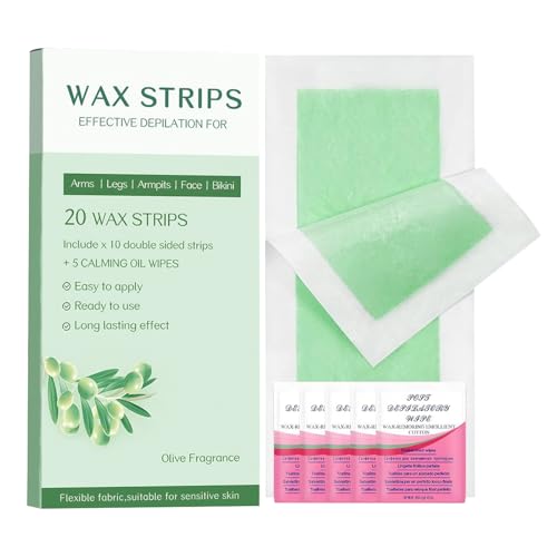 Tiras Depilatorias Corporales,Tiras Cera Piel Sensible Eliminación Vello | Kit De Cera Para Piel Sensible, Para Uso En El Hogar Y La Ducha, Aplicable En El Rostro, Las Piernas, Las Axilas, Para Hombre