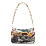 Shoulder Bags for Women British Flag with Truck Hobo Tote Handbag Small Clutch Purse with Zipper Closure