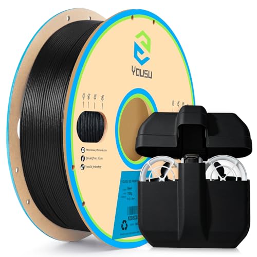 YOUSU Carbon Fiber Polypropylene 3D Printer Filament PP-CF Filament 1.75mm No Warping & Moisture Free 3D Printer Filament for 3D Printer Black 700g.