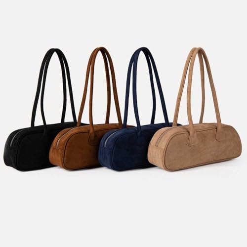 Small niche design suede long bag, fashionable and versatile, vintage suede hand-held shoulder bag4