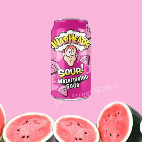 Warheads Sour Soda Pop Variety 5 Pack | 12 Oz. Cans | With (1) June Street Market Blank Recipe Card (Style May Vary) #TOP5