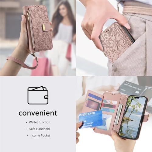Étui portefeuille Google Pixel 6A violet en cuir avec fermeture éclair - 3