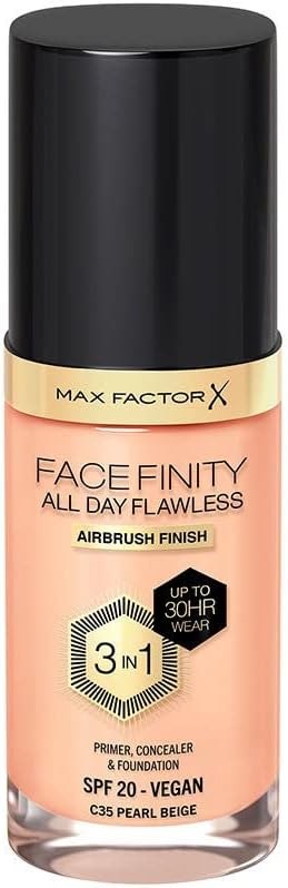 Max Factor Max Factor Facefinity All Day Flawless 3 In 1 Foundation, Shade 35 Pearl Beige, 35 Pearl Beige, 30 ml