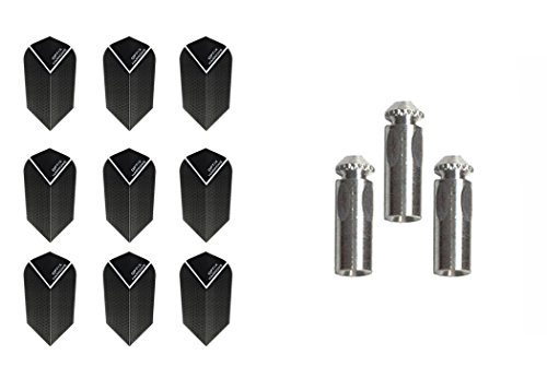 Optix 3 Sets of Harrows Slim Dart Flights Plus 1 Set of Aluminum Dart Flight Protectors (Black)