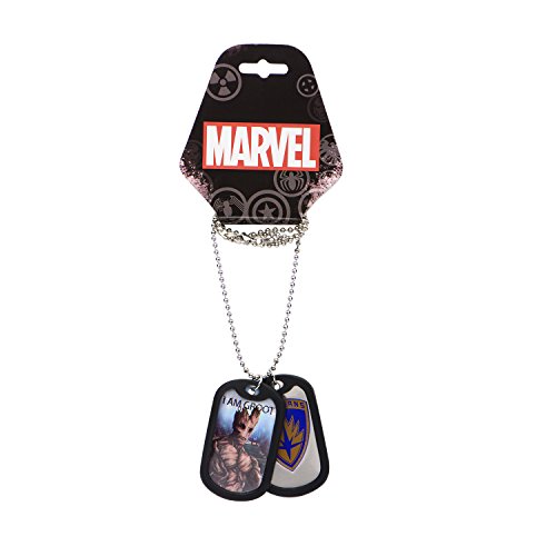 Marvel Comics Men's Stainless Steel Groot Double Dog Tag Chain Pendant Necklace, 22" #TOP2