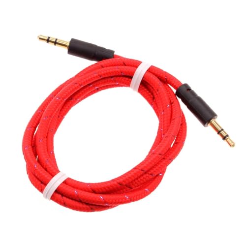 Cable Auxiliar 3.5mm para Audio Rojo Trenzado 1 Metro