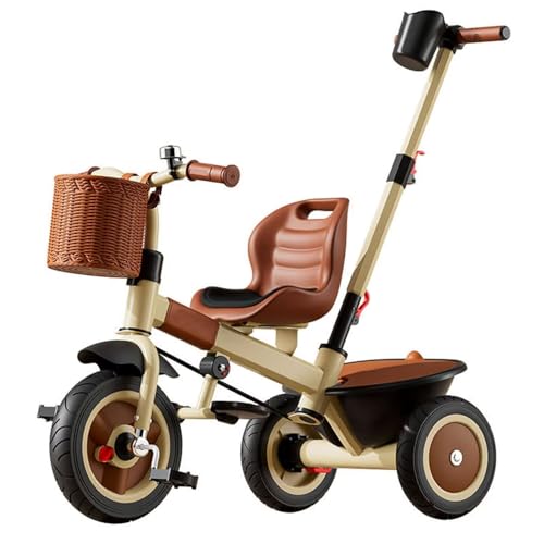 LSQXSS Cochecito de paseo para niños pequeños, bicicleta de 3 ruedas, triciclo con pedales, rueda delantera con embrague, rueda trasera con frenos de pie, triciclo con asiento ajustable