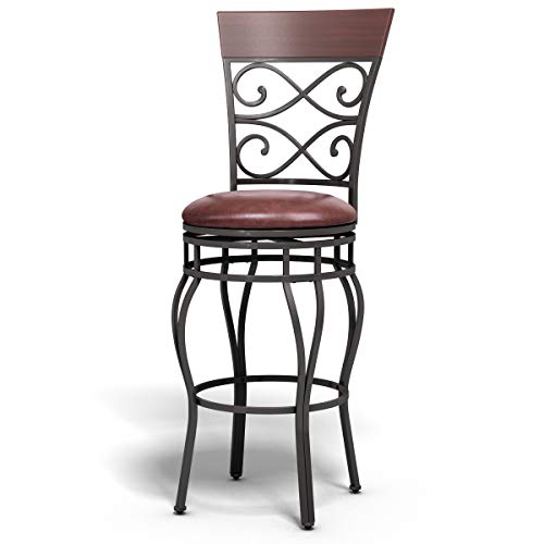 Costway Bar Stools Set Of 4, 360 Degree Swivel, 30" Counter Height Bar Stools, With Leather Padded Seat Bistro Dining Kitchen Pub Metal Vintage Chairs With Back (Set Of 4) #TOP7