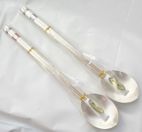 純銀 韓国製 食器 カトラリー 箸 匙3セット 銀 シルバー 未使用 