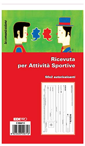 EDIPRO - E5567C - Blocco ricevuta di pagamento per attività sportive 50x2 autoricalcante f.to 9,9x17