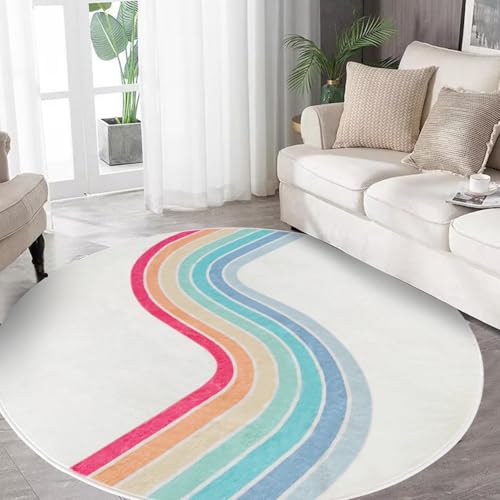 Tapete Redondo Lavable 4ft Poowe Rainbow Multicolor miniatura 3