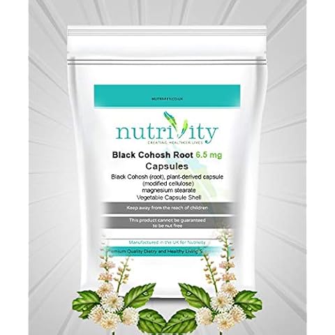 Black Cohosh Root 6.5 mg Capsules Menopause Relief Natural Supplement by Nutrivity (120) Cover