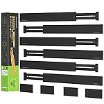 6Pcs Expandable Bamboo Drawer Dividers, Fits 17.6-21.6" Drawers