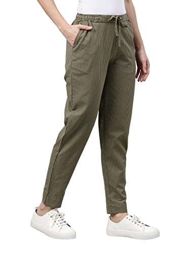 Image of GO COLORS Solid Soft Cotton Printed Pencil Pant for Women | Breathable, Side Pocket