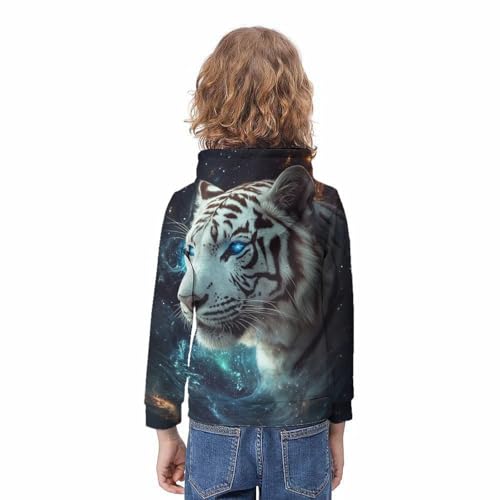 Pull à capuche tigre galactique 3D vêtement enfants 13-15 ans