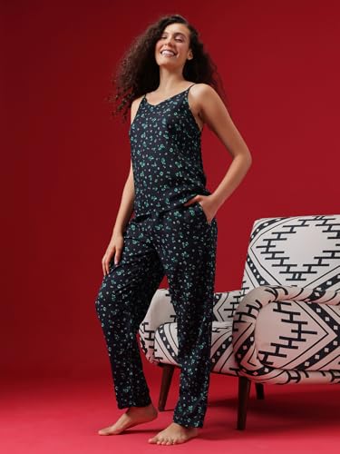 Image of Clovia Women's Rayon Print Me Pretty Cami Top & Pajama Set