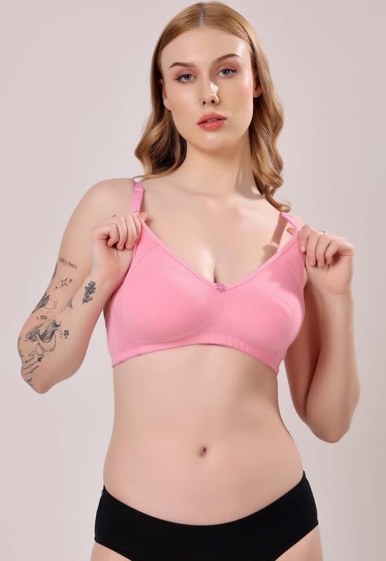 Image of London Hills Regular Bra for Women Everyday Non Padded Wire Free Full Coverage Cotton Blend