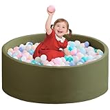 Zedachica Ball Pit for Toddlers 35.43''x11.81 Baby Ball Pits Soft Memory Foam Ball Pit Round Kids Ball Pit Indoor Game Kids Play Ball Pool Ideal Gift for Girls and Boys (Sage Green, NO Balls)