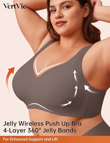 Image of Vertvie Jelly Bras for Women No Underwire Minimizer Support | Plus Size Older Lift, Full Coverage & Smoothing Back, Push Up, Separation & Supportive, Soft Comfy Seamless Wireless Bralette