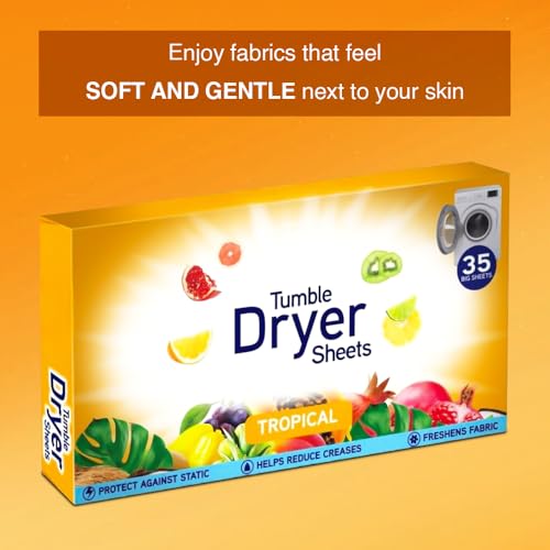 ANGIX 1 x Tumble Dryer Sheets with Long-Lasting Tropical Fragrance & Softness for Fresh Clothes & Linen (35 Big Sheets) - Image 6