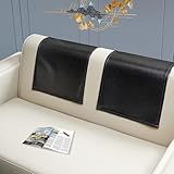 Hittun 2 Pieces Recliner Headrest Covers Protector Non Slip Waterproof Recliner Sofa Headrest Covers for Recliner Chair,Faux Leather Recliner Couch Headrest Protector for Sofa,Theater Seat Black