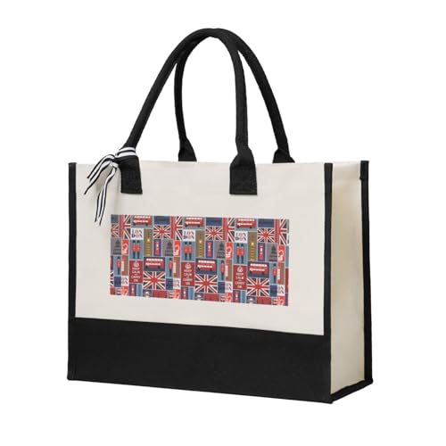 Sac fourre-tout en toile Angleterre beige évocation du voyage