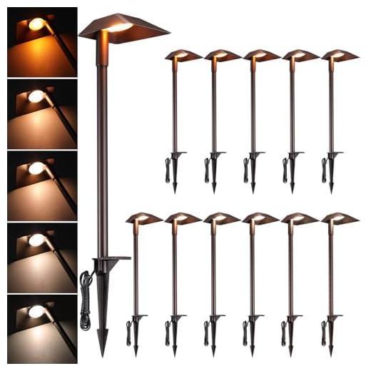 LEONLITE 12 Pack LED Low Voltage Pathway Lights, 5W 400LM 12-15V AC/DC, 23.4Inch Walkway Path Down Lighting, Ultra Bright Landscape Outdoor Driveway Light, IP65 Waterproof, 3000K Warm White