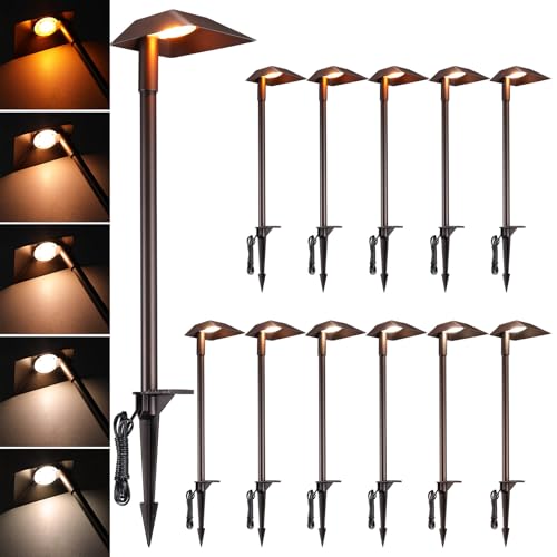Image of LEONLITE 12-Pack 5CCT Anti-Glare Low Voltage Pathway Lights, 12-24V AC /DC