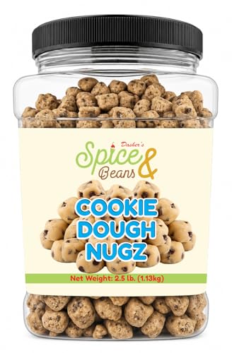 Image of Cookie Dough Nugz 2.5 lb | Edible Chocolate Chip Cookie Dough Pieces | Ready-to-Eat Snack, Ice Cream Topping & Dessert Inclusion | Bulk Resealable Container Made in USA | Dasher's Spice & Beans