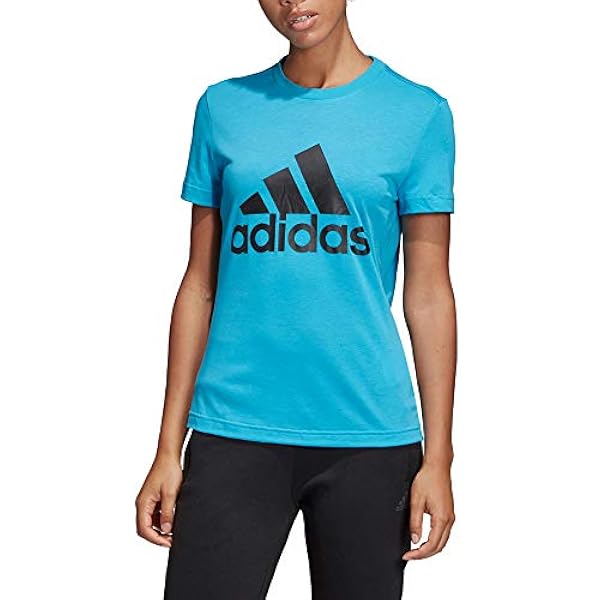 Adidas Women's Must Haves Badge of Sport tee T-Shirt (Short Sleeve), Mujer, Shock Cyan, L 48-50