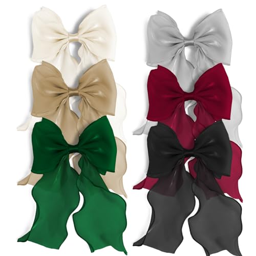 Bow Hair Clips for Women, 6PCS Long Tail Bow Hair Clip Set, Elegant Hair Accessories for Women, Large Hair Bows