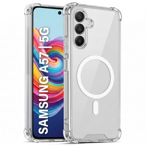 Image of TRUEUPGRADE Back Cover for Samsung Galazy A57 5G Non Mag-Safe Transparent PC + TPU Bumper Case with Magnetic Print Shockproof Protection (Transparent Mag-Safe)