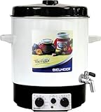 BIELMEIER Einkochautomat Emaille 29 Liter 2000W Zeituhr Auslaufhahn Edelstahl 3/8 Zoll, Einkochen Einwecken Glühweinkocher Weckautomat, Einkochautomatik bei Einkochtemperatur,Made in Germany
