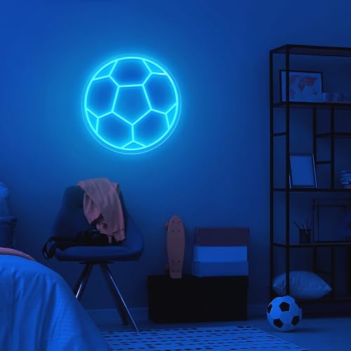 Image of Soccer Neon Sign, Dimmable LED Neon Signs for Wall Decor, Football LED Neon Light, Powered by USB Neon Sign, Sports Neon Signs for Room Bedroom Decor Kids Holiday Gifts