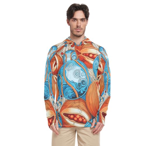 T-Shirt Orange Bleu Futuriste Rash Guard Homme Protection UPF50+