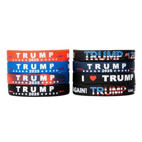 ScheltSchure 8pcs Donald Trump 45-47 Bracelet Make America Great Again Trump Motivational Wristbands Inspirational Silicone Bracelets for Women Men