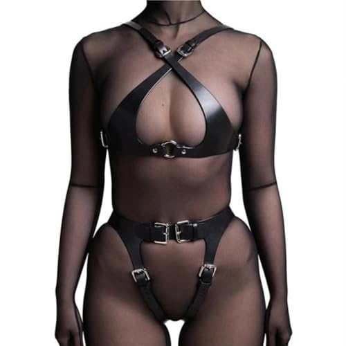 Fangool Women Punk Belts PU Leather Body Chain Waist Belt Bondage Harness