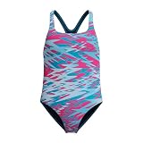 Speedo Hyperboom Print Medalist One Piece Schwimmanzug für Mädchen, Blau, 14