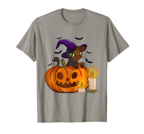 Costume d'Halloween citrouille citrouille Jack O Lanterne, chat effrayant noir T-Shirt