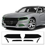 KUVR Pre-Cut Headlight & Fog-Light Tint Kit Compatible with Dodge Charger 2015-2020 | Precision Cut Stretchable PPF Vinyl Overlay Cover Wrap (Dark Smoke)