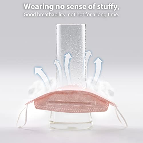 Image of Borje KN95 Face Masks for Adults 50 Pack,5-Ply Pink Disposable Face Mask Against PM 2.5 Smoke & Dust, Filtration Efficiency 95%