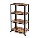SODUKU Utility Cart 4 Tier Wood Metal All Purpose Rolling Storage Cart for Office Home Kitchen