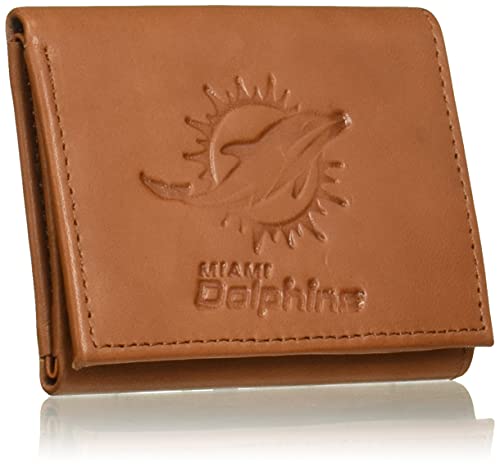 Image of Rico Industries NFL Embossed Leather Trifold Wallet, Miami Dolphins
