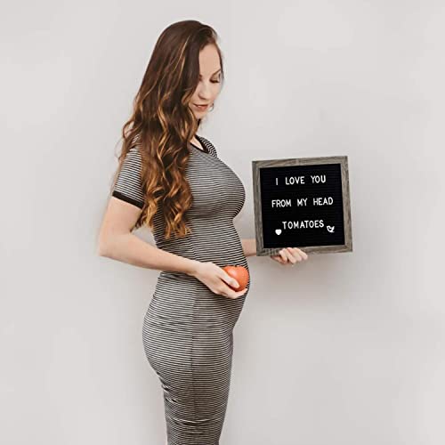 Newzeal Felt Letter Board 10X10" Announcement Board Double Sided Letter Board Sign For Tabletop/Wall Decor, Changeable Message Board With Wood Base/500 White Characters/Scissors (Rustic Wood) #TOP2