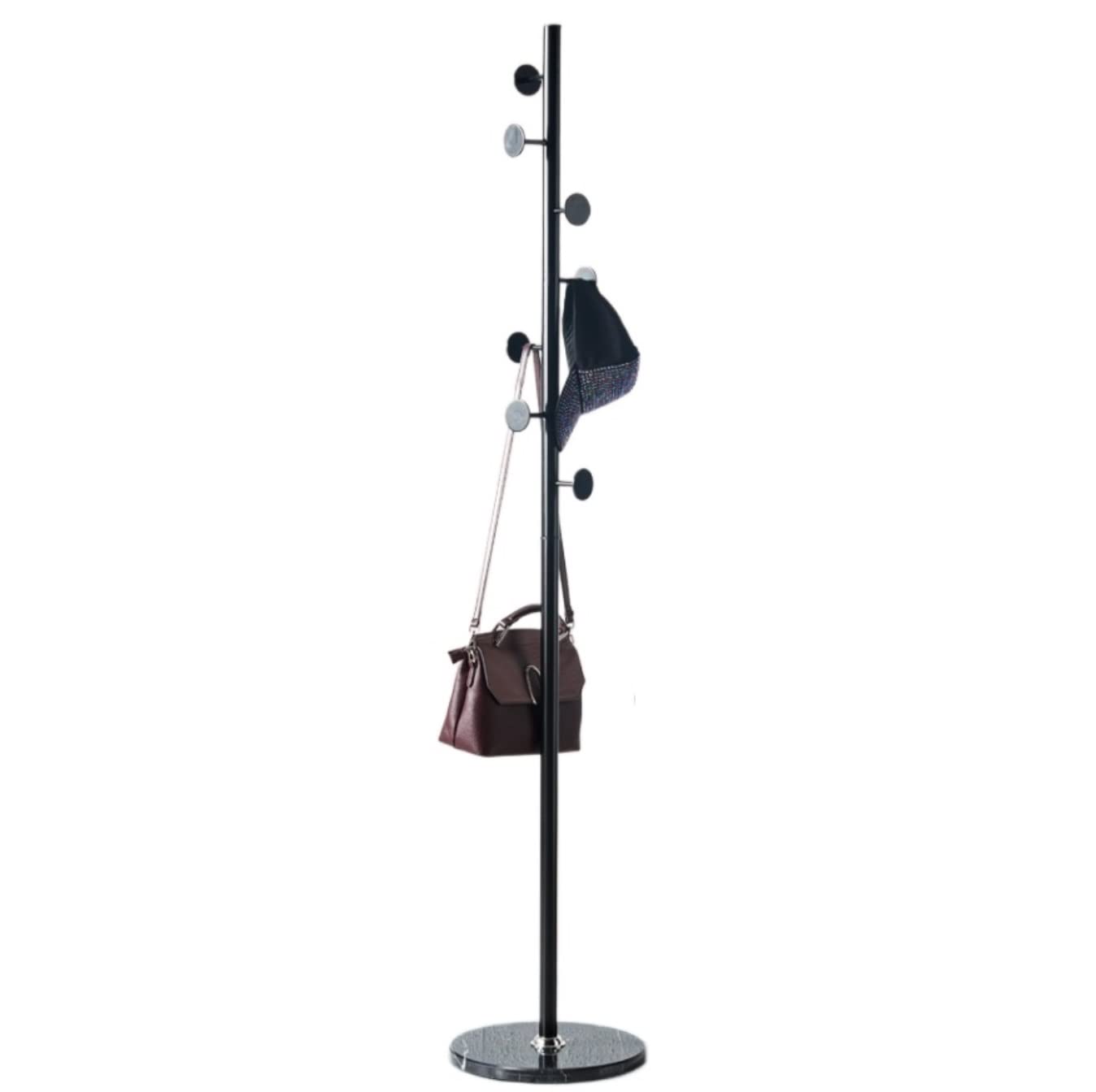 Attaccapanni per Ingresso Appendiabiti da Terra in Metallo con Telaio Rotondo in Marmo 8 Ganci Appendiabiti per Casa O Ufficio Attaccapanni da Terra (Color : Black, Size : 178 * 35cm)