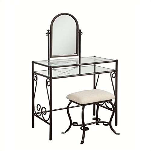 Riverbay Furniture Metal Vanity Set in Linen