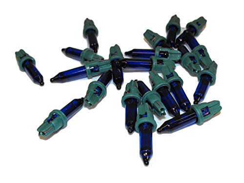 20x Mini 2.5 Volt .435 Watt Blue Christmas Glass Incandescent Mini Light Bulbs Replacement Tree Lights Bulbs with Green Base by JL Missouri Parts Style D Base