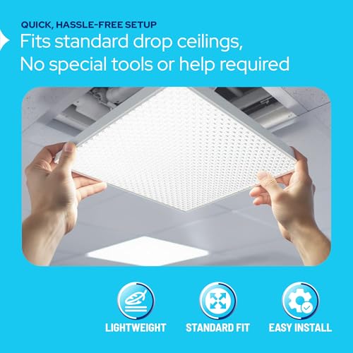 Image of KASTLITE 4-Pack Fluorescent Light Covers for Ceiling Lights | Clear Prismatic Acrylic Diffuser Panels | 22 inch x 22 inch x 0.125 inch Thick | Overhead Fixture Shades for Classroom, Home & Office Lighting